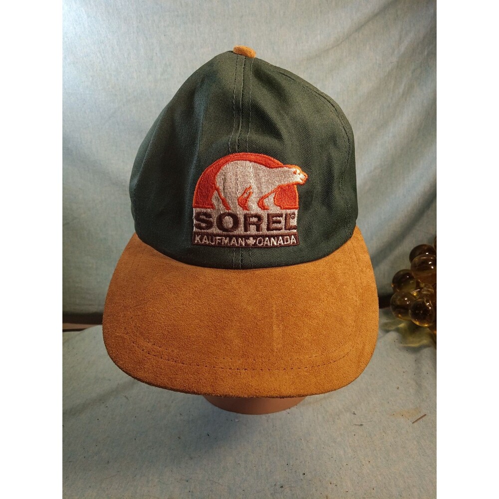 Vintage Sorel leather strap adjustable cap green/brown